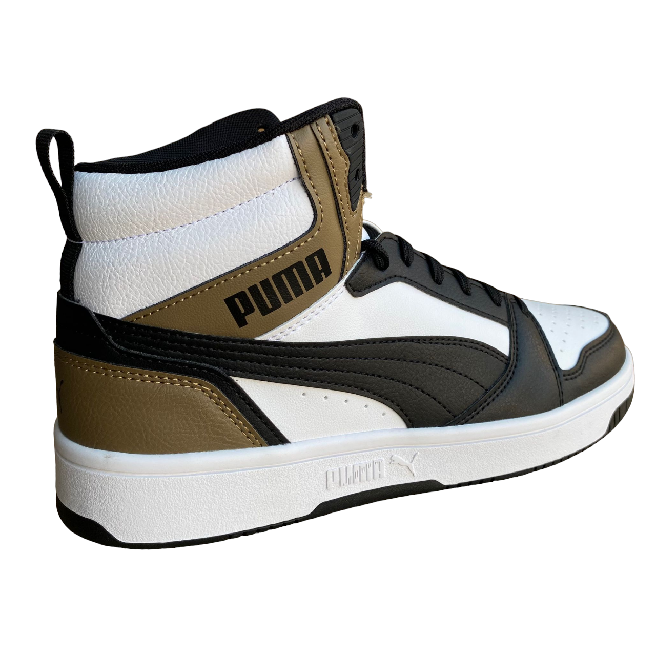 Puma Men's Rebound v6 Sneakers 392326-09 White-Black-Chocolate