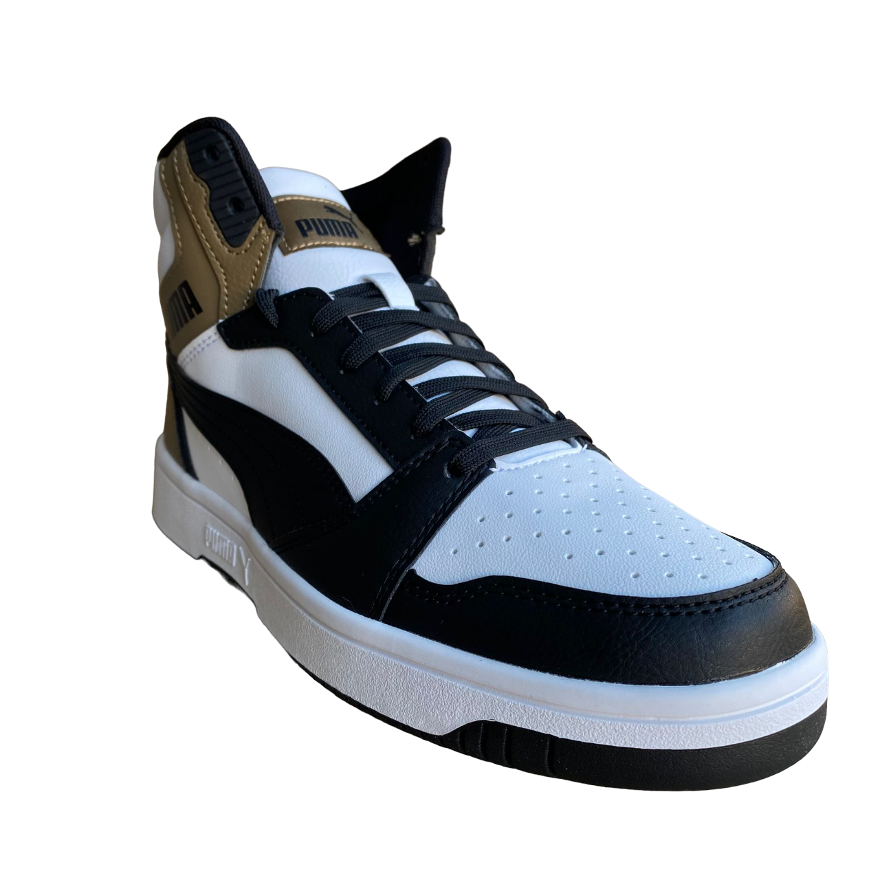 Puma Men's Rebound v6 Sneakers 392326-09 White-Black-Chocolate