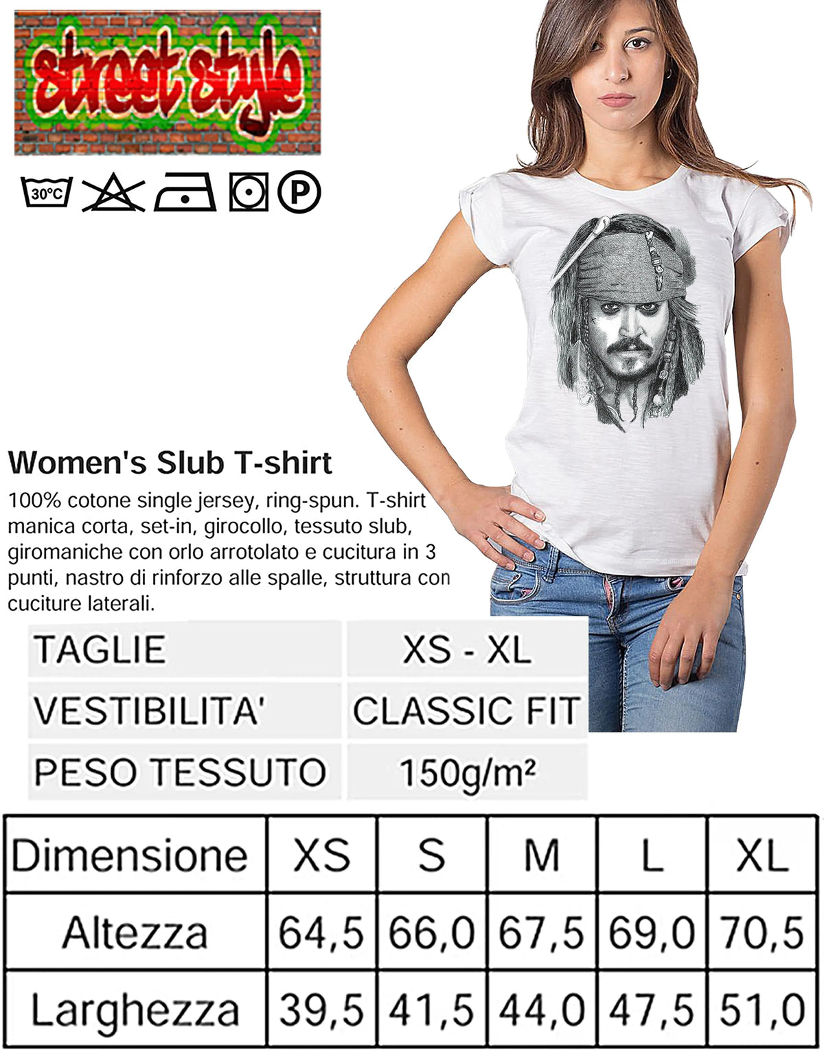 Street Style The Legend Pirata Stilizzato Multicolore - T-shirt Donna