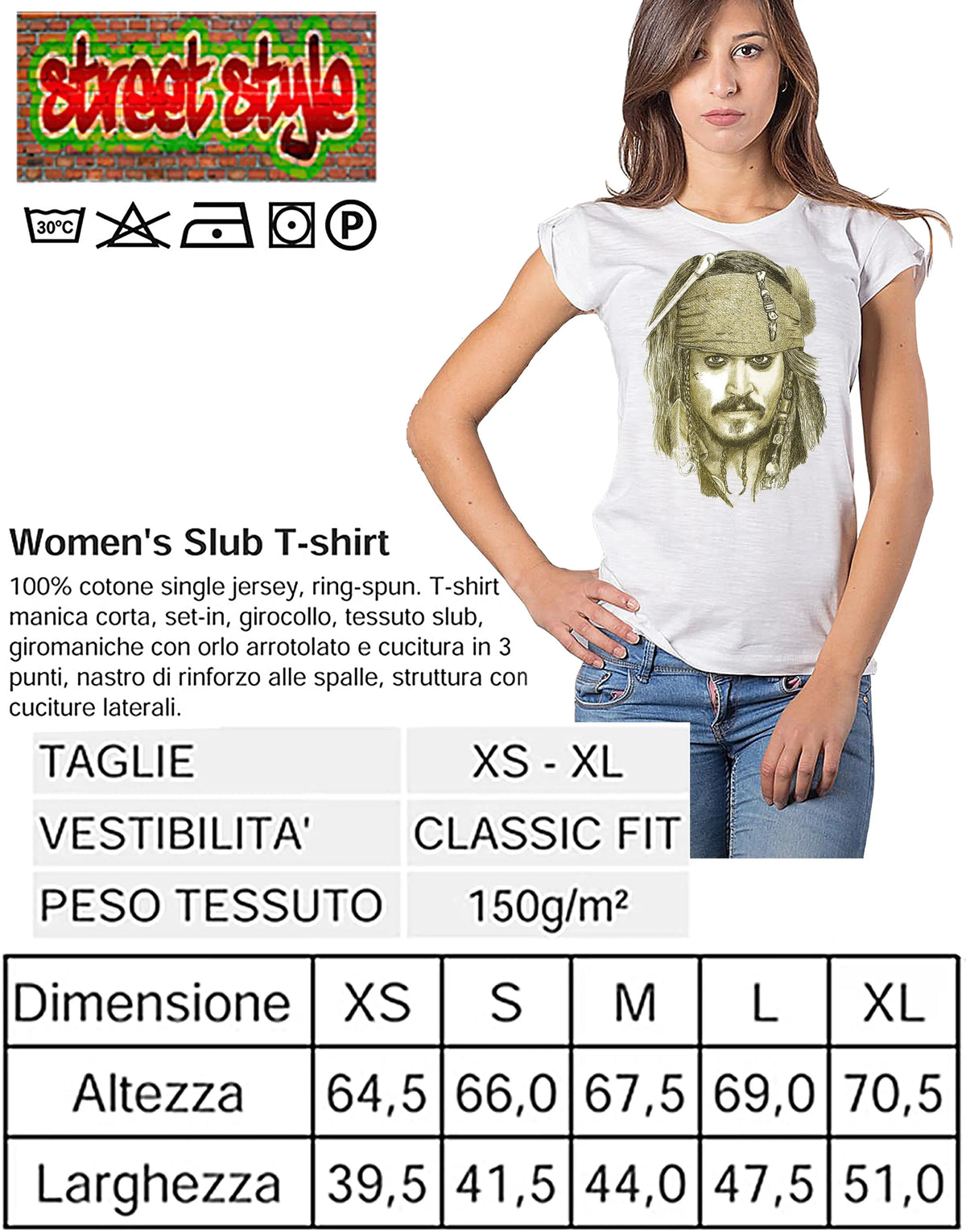 Street Style The Legend Pirata Stilizzato Multicolore - T-shirt Donna
