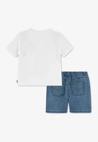 Levi's Kids Skater completo Tee &amp; Denim - T-shirt con stampa - 6EP629-W1T bianco