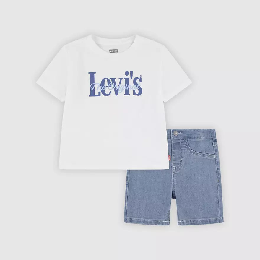 Levi's Kids completo Tee &amp; Denim - T-shirt con stampa - 6EP622-W1T Bianco