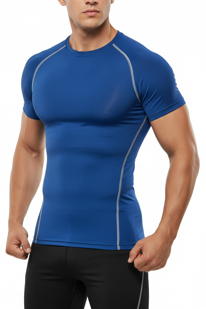 Maglietta Sportiva Uomo Elasticizzata Manica Corta Slim Fit