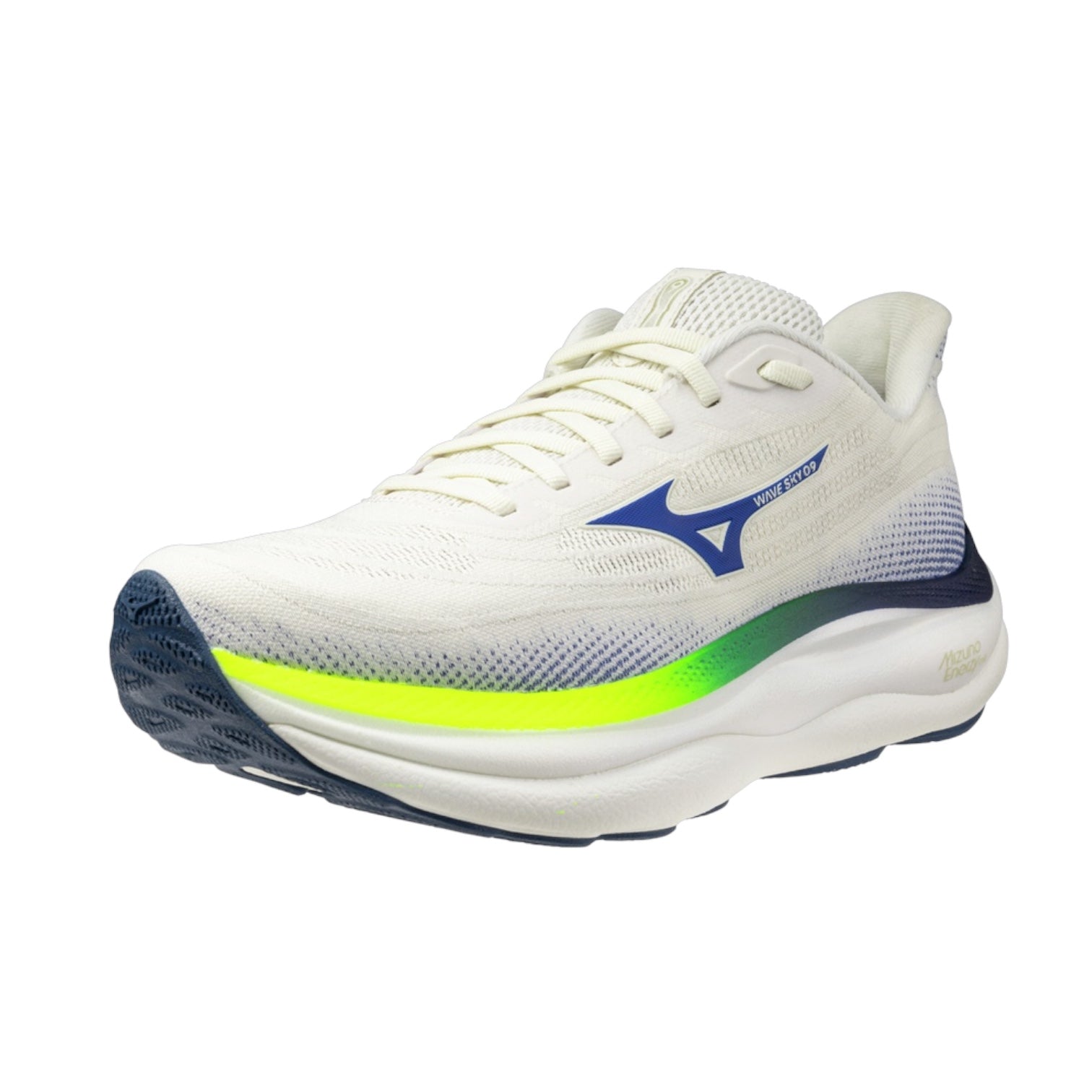 Mizuno Scarpa Running Uomo Wave Sky 9 J1GC250251 Bianco Blu Giallo