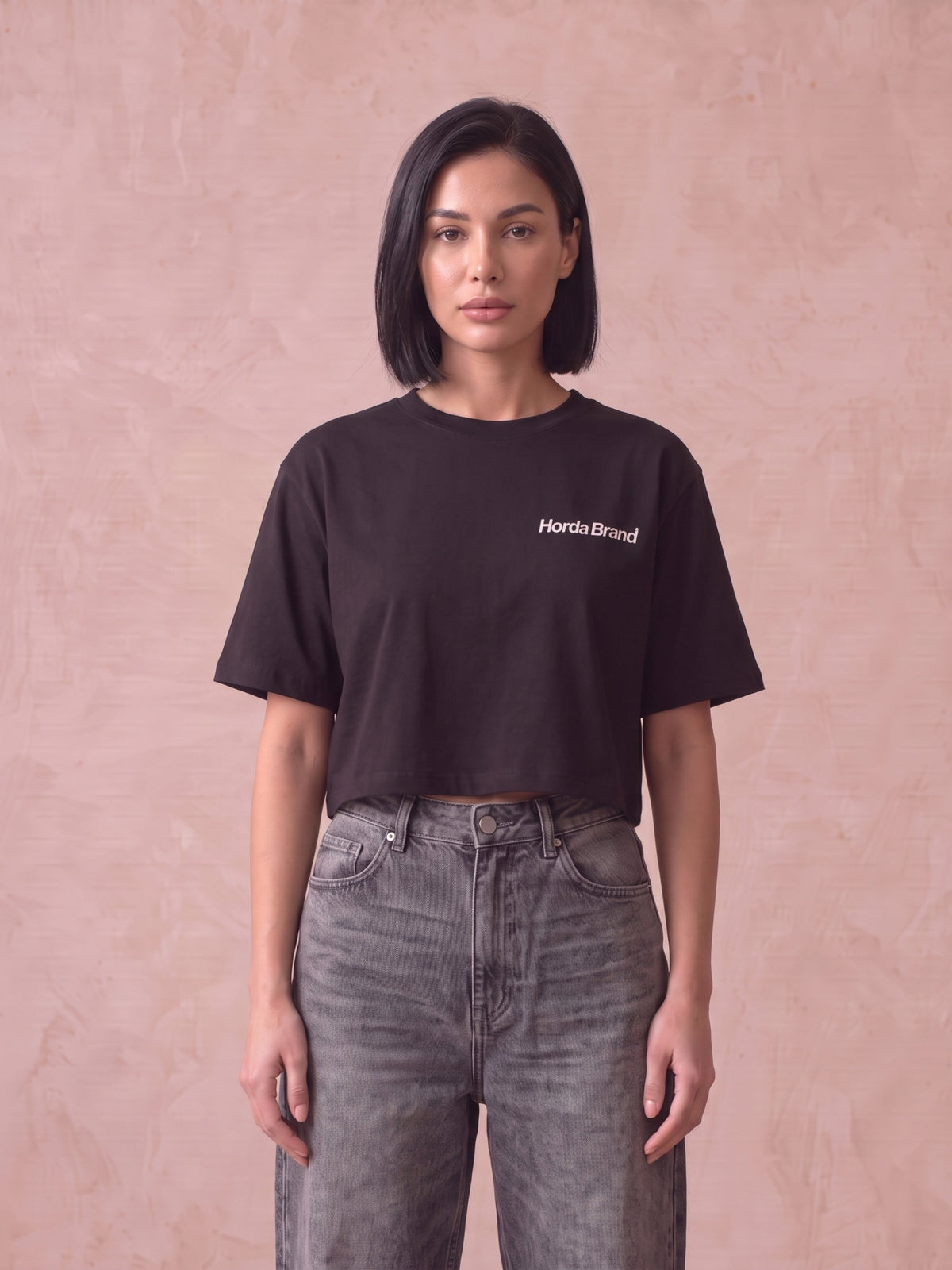 T-shirt Cropped Donna Basic Nera