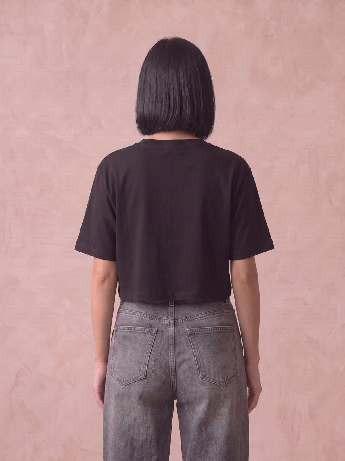 T-shirt Cropped Donna Basic Nera