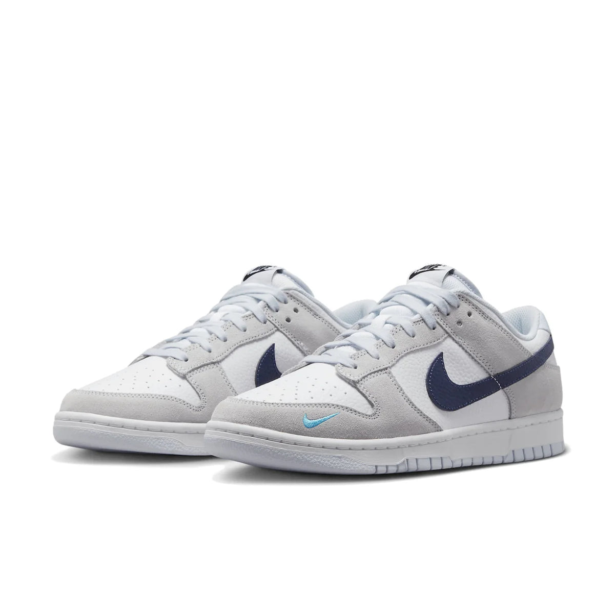Nike Dunk Low White Grey Navy Aqua Mini Swoosh