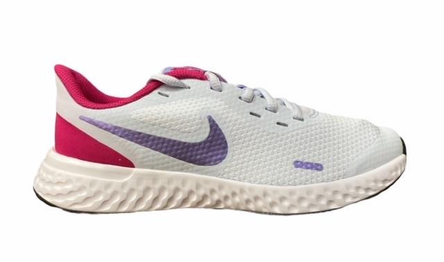 Nike Revolution 5 GS Girls' Running Shoes Grey Purple - Junior