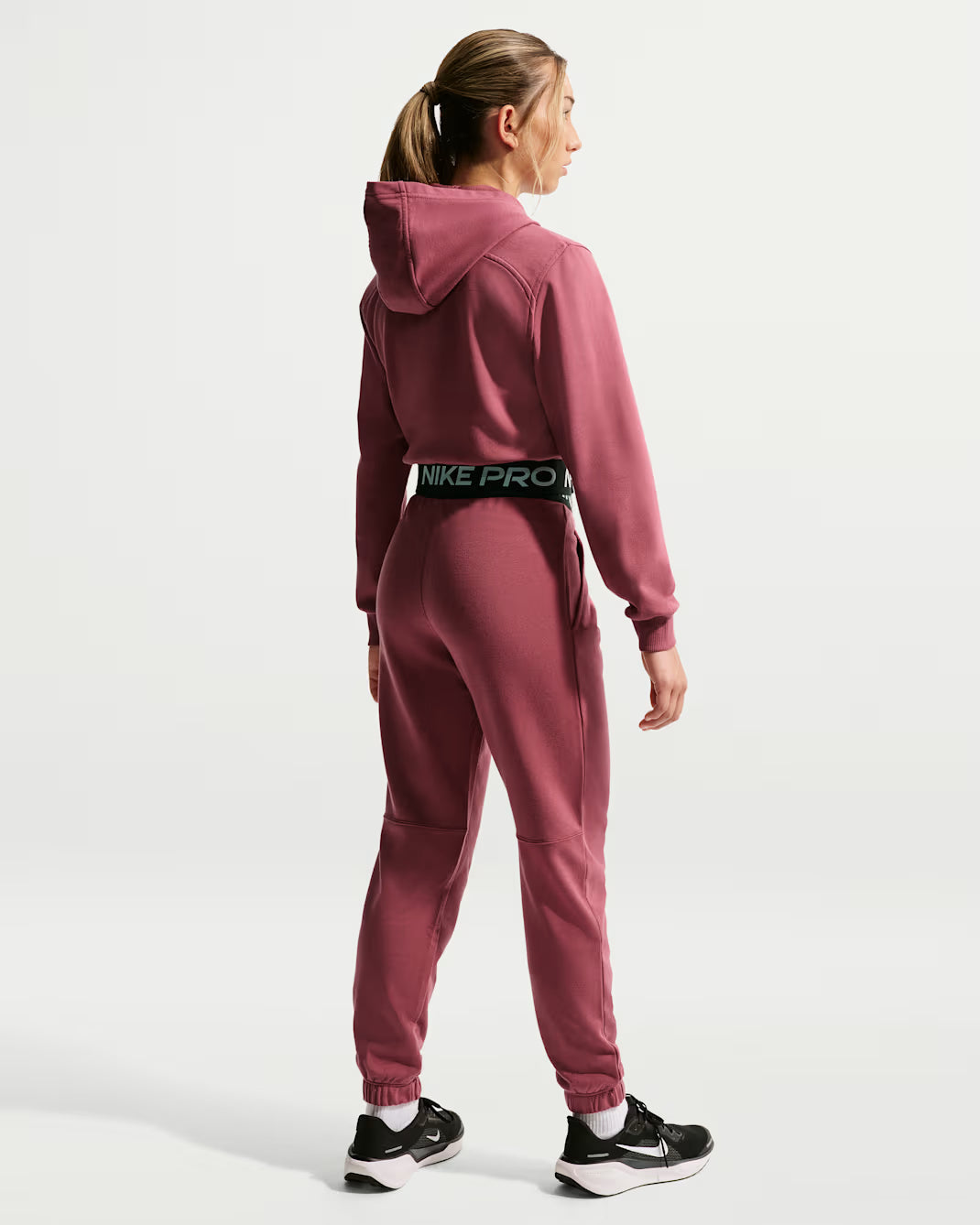 Nike Felpa Corta Ragazza con Cappuccio Pro Fleece Dri-FIT HQ9312-654 Rosa