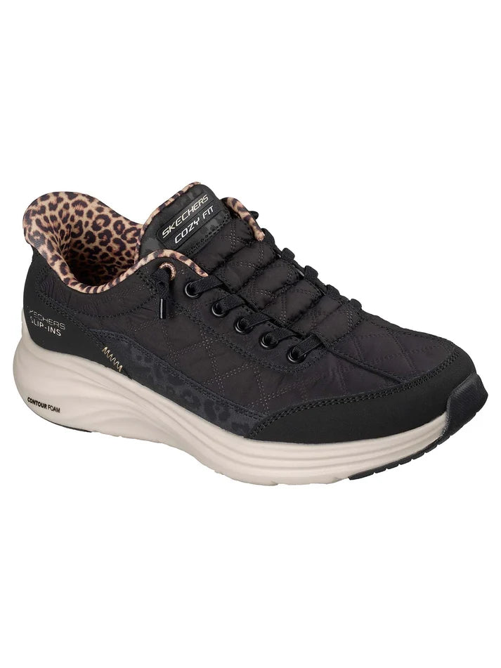 Skechers Slip-ins Contour Foam Cozy Fit Leopard Dream 150419-BLK Donna Nera - Sneakers