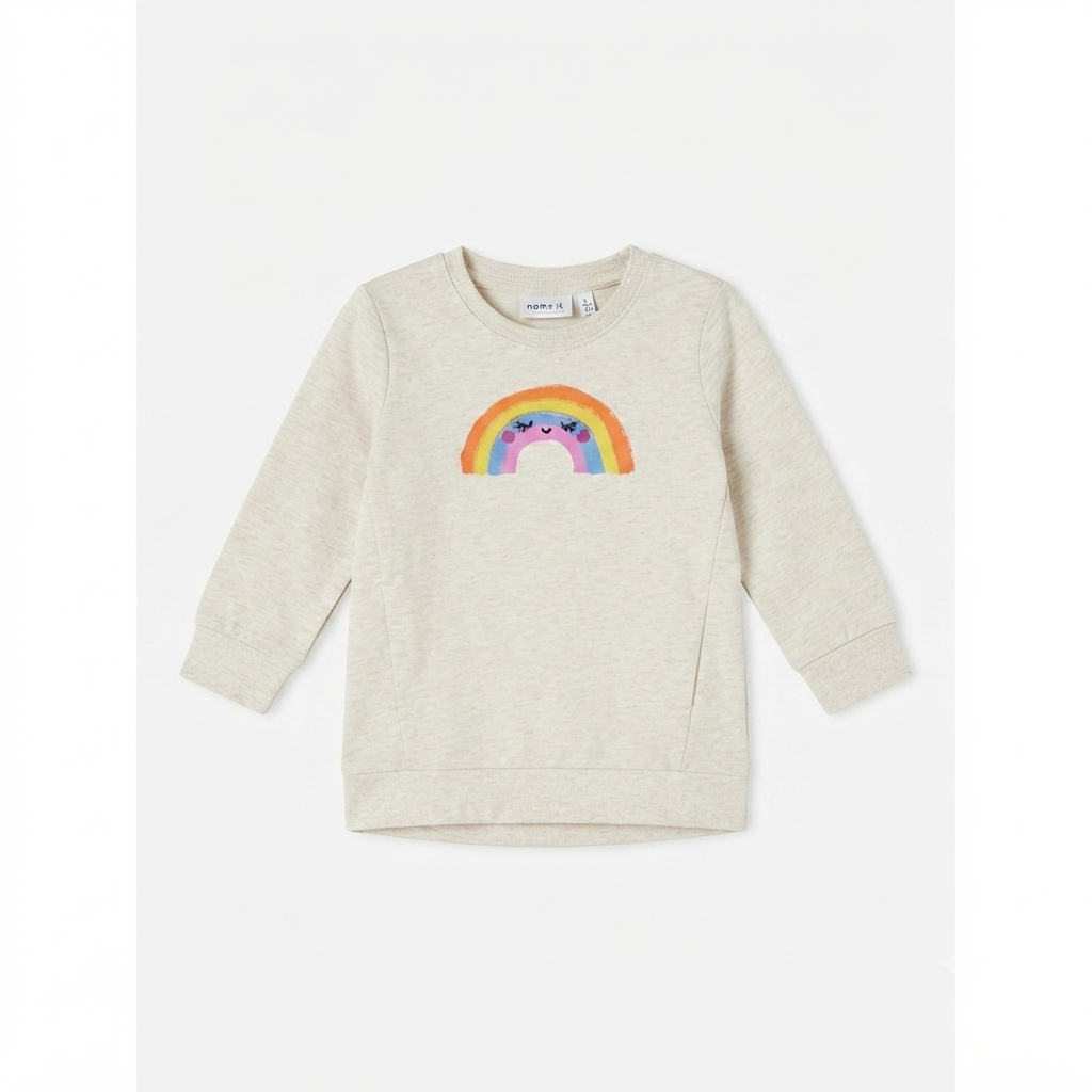 name it abito in felpa da bambina NMFLAUGE stampa arcobaleno 13259020 beige
