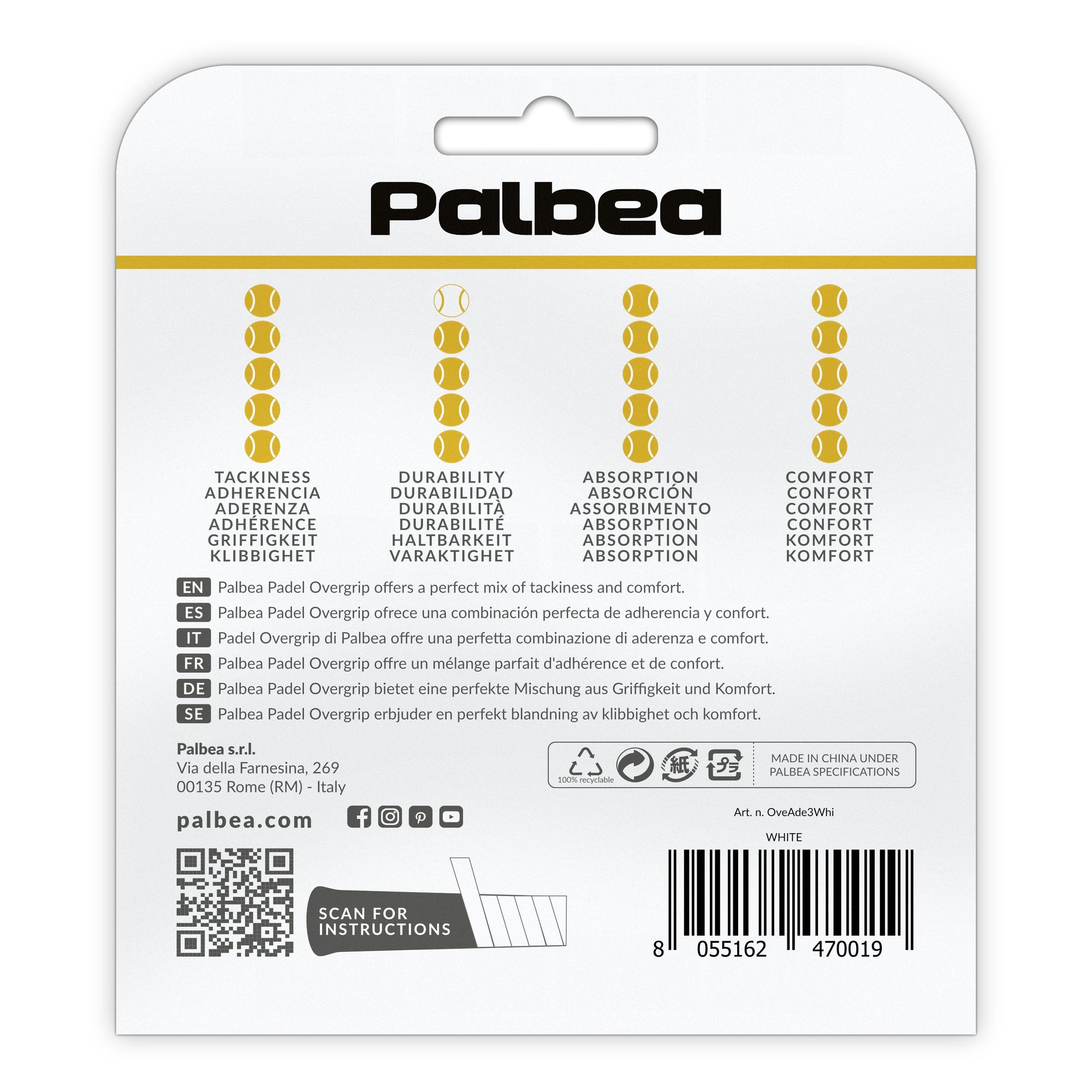 Overgrip Padel Bianco Extra Aderente