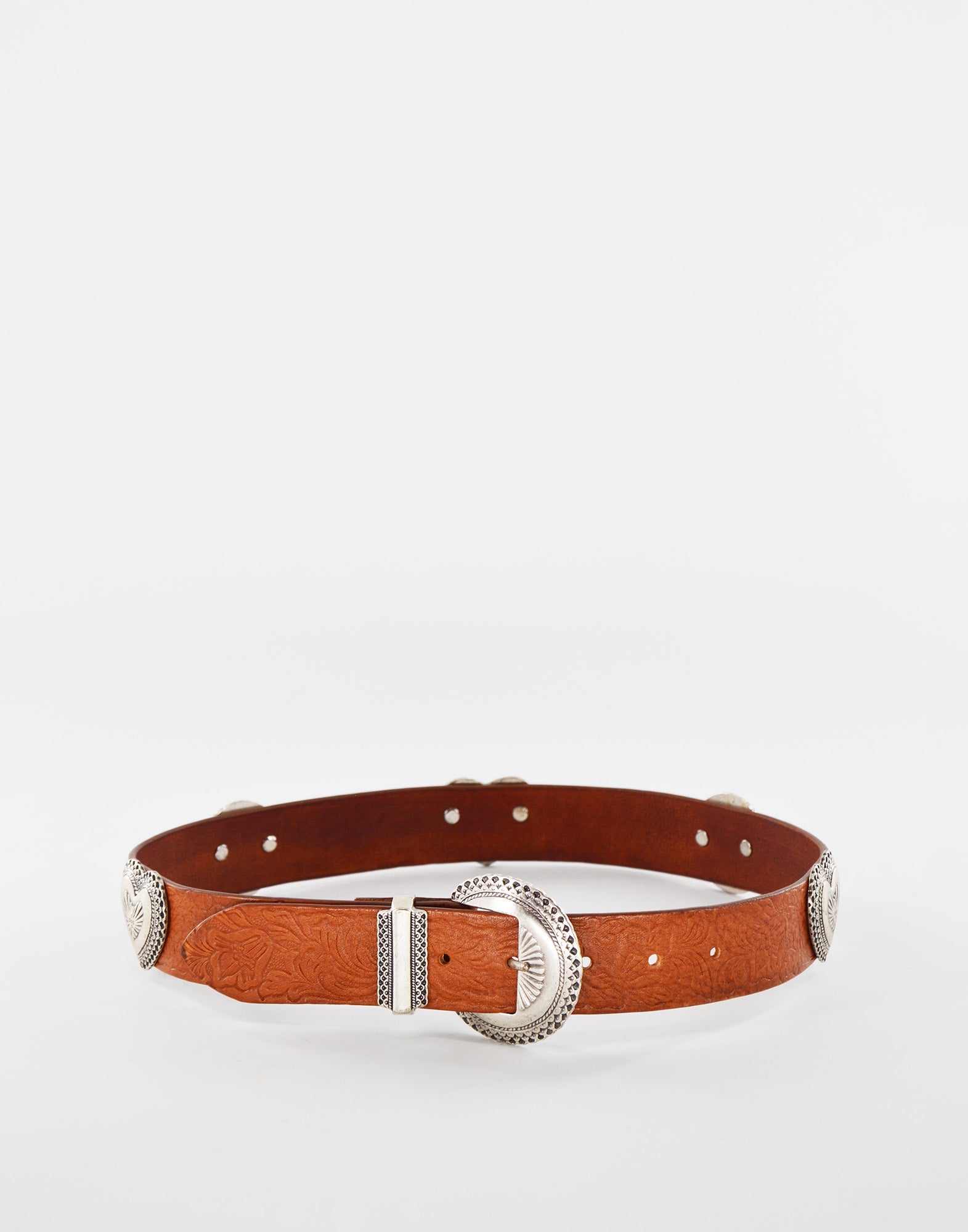 DOUUOD Cintura con Borchie Cuori Cuoio