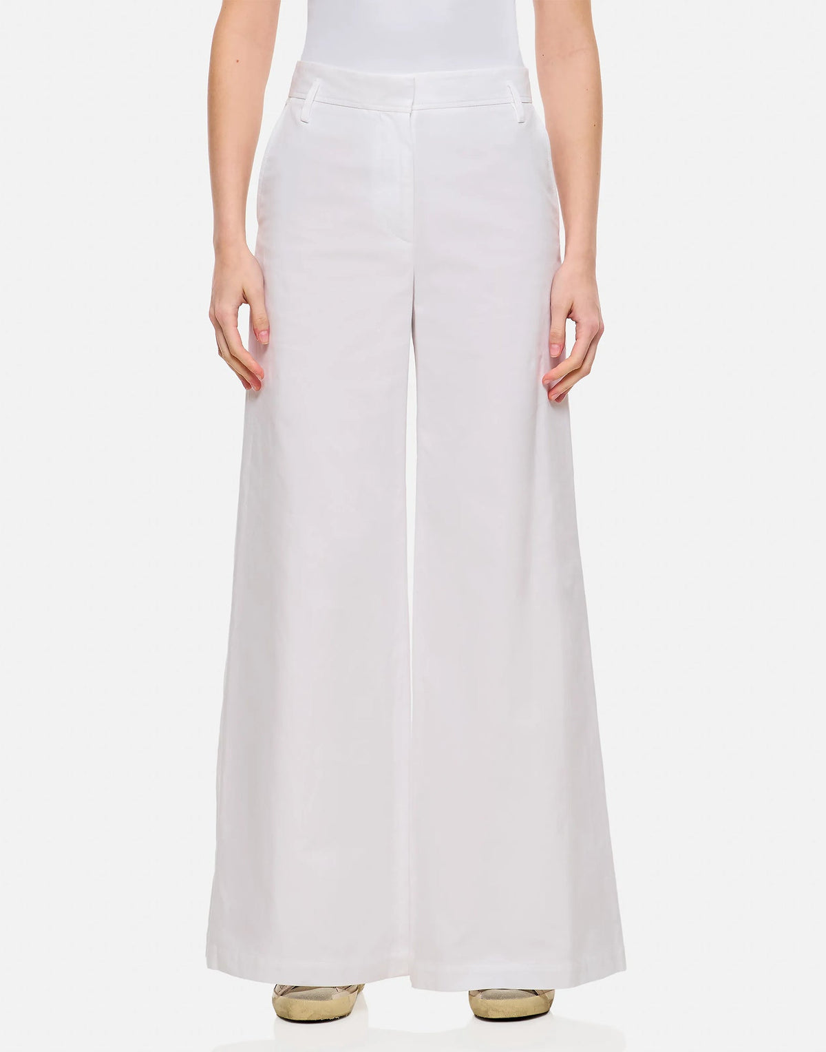 ALBERTO BIANI Pantaloni Ampi in Cotone Bianco