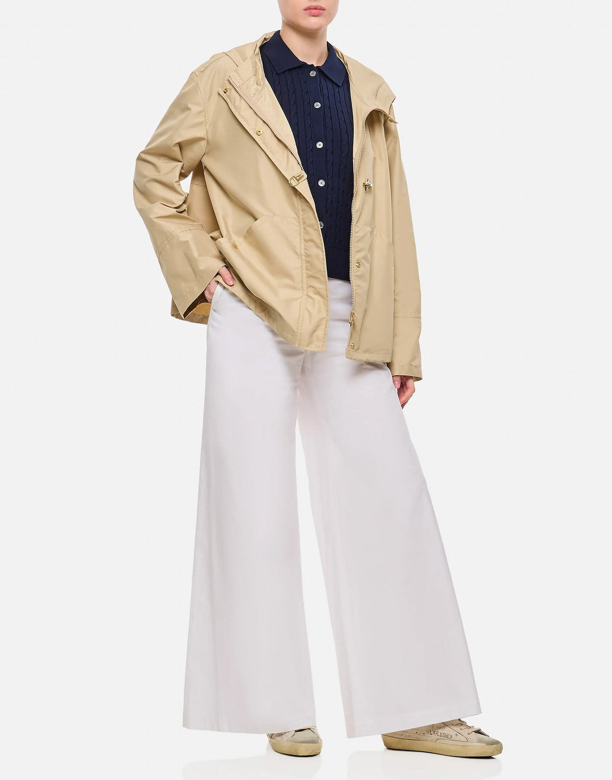 ALBERTO BIANI Pantaloni Ampi in Cotone Bianco