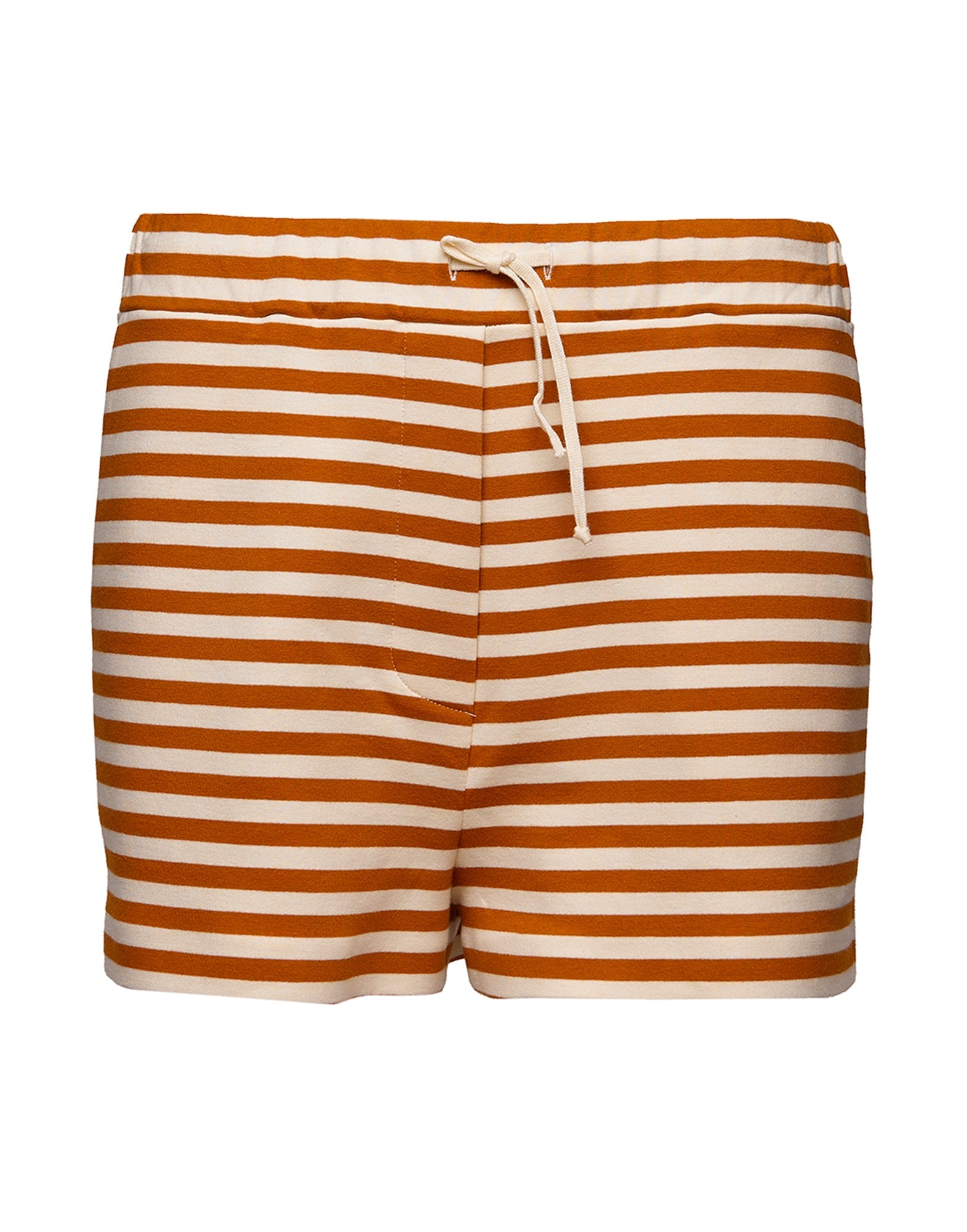 DOUUOD Shorts in Felpa Rigata Sartoriale Zafferano/Latte