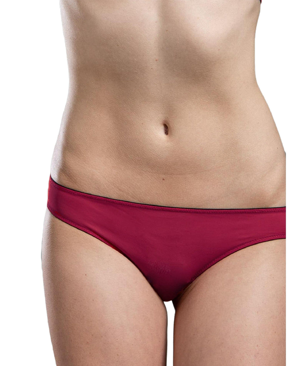 DOUUOD Slip a Brasiliana in Tulle Elasticizzato Bordeaux