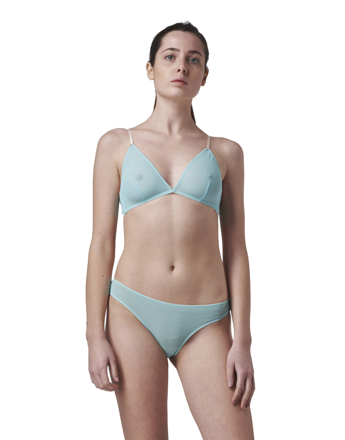 DOUUOD Slip a Brasiliana in Tulle Elasticizzato Tiffany