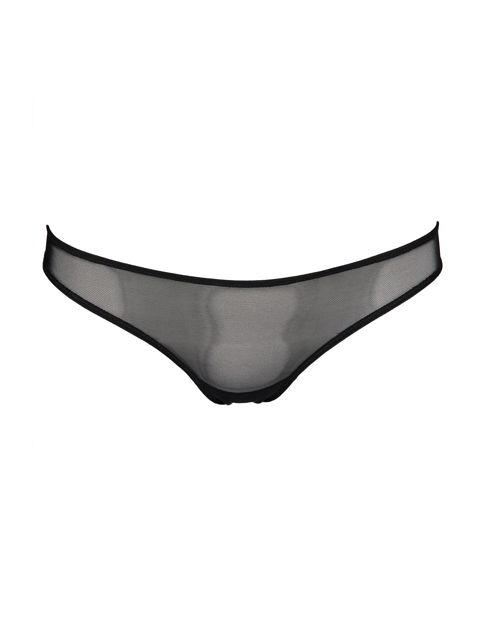 DOUUOD Slip a Brasiliana in Tulle Elasticizzato Nero