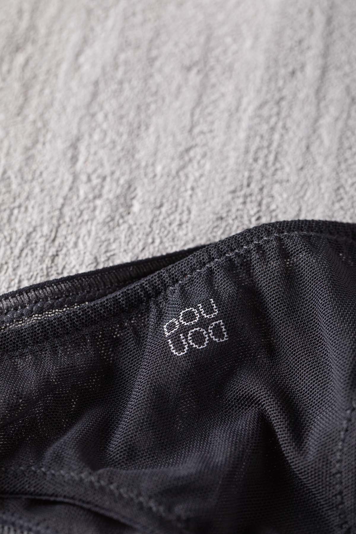 DOUUOD Slip a Brasiliana in Tulle Elasticizzato Nero