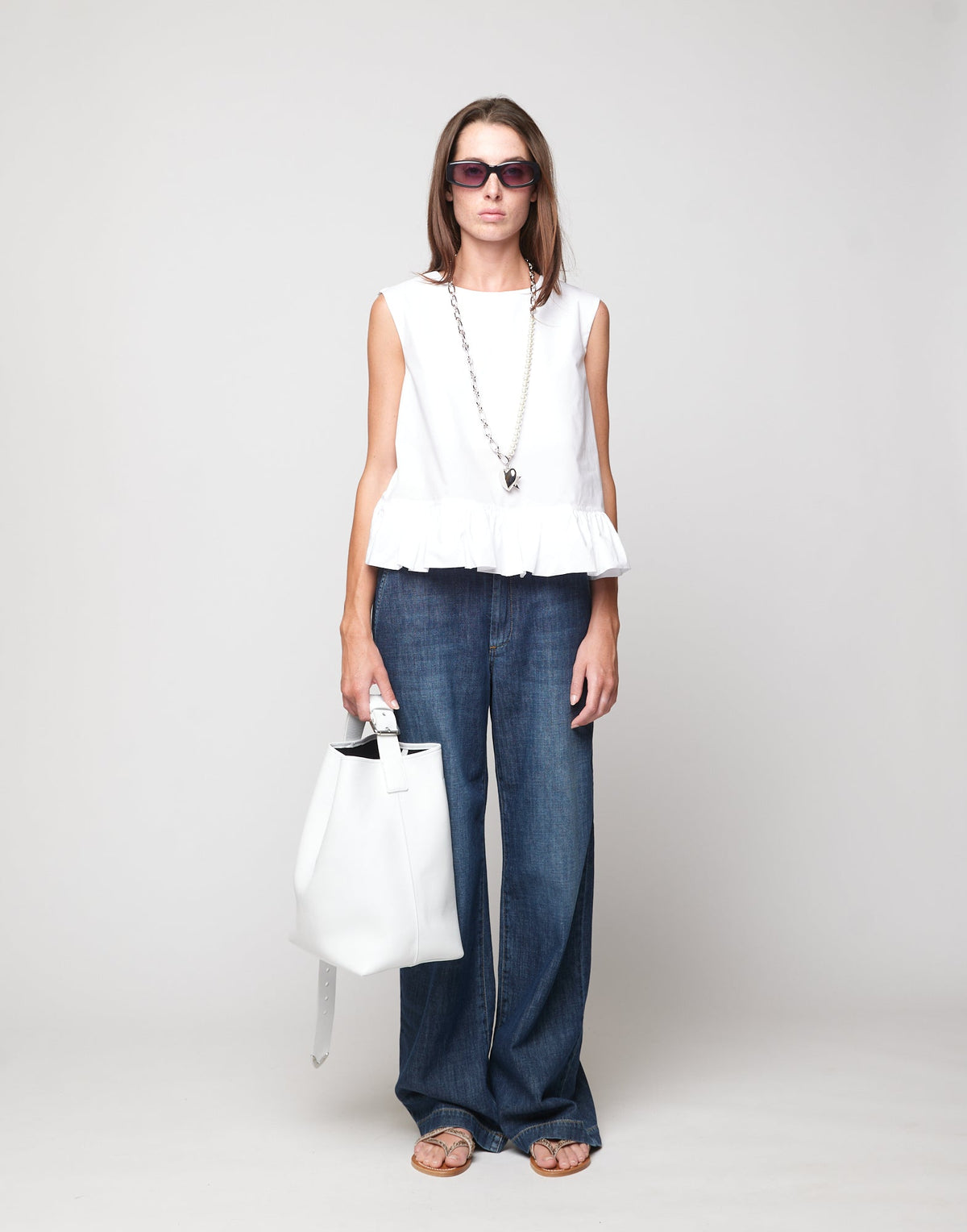 DOUUOD Borsa a Secchiello Tilla in Pelle Mousse Off White