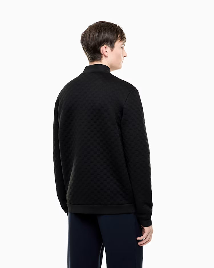 EA7 ARMANI Felpa Premium Label full zip in jersey con dettagli in maglia 7M002246 AF26241 UC001 nera