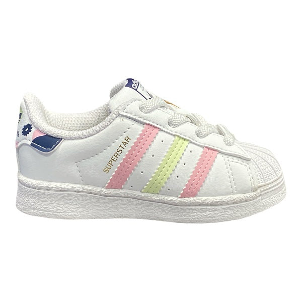 Adidas Originals Superstar EL I GY3332 white-lemon-pink sneakers for girls