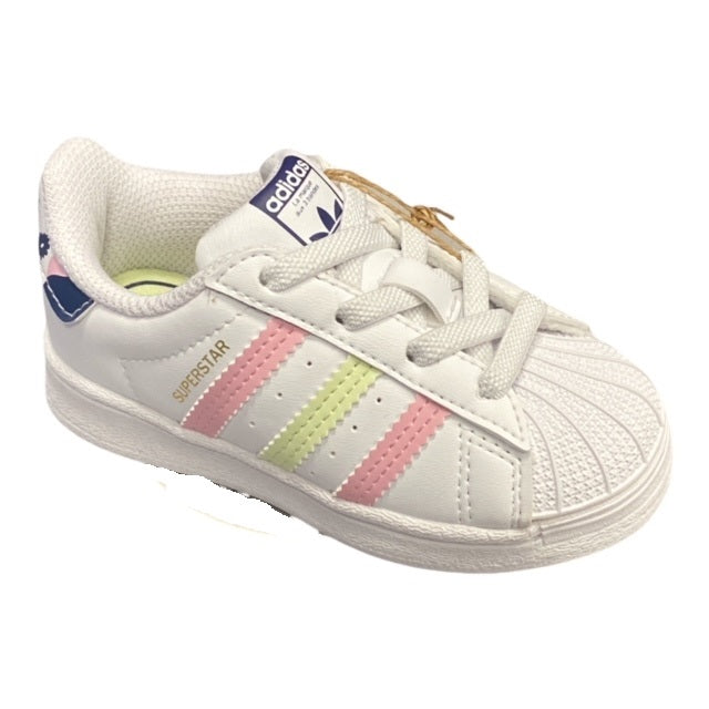 Adidas Originals Superstar EL I GY3332 white-lemon-pink sneakers for girls