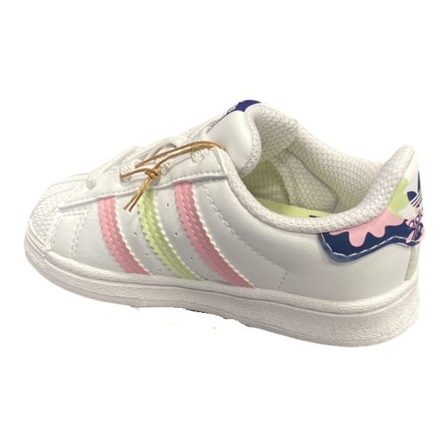 Adidas Originals Superstar EL I GY3332 white-lemon-pink sneakers for girls