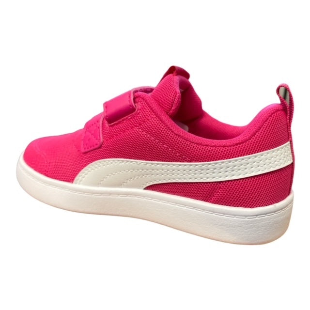 Puma Girls' Courtflex v2 Mesh V PS 371758 11 Beetroot Purple White Hook-and-Loop Sneakers