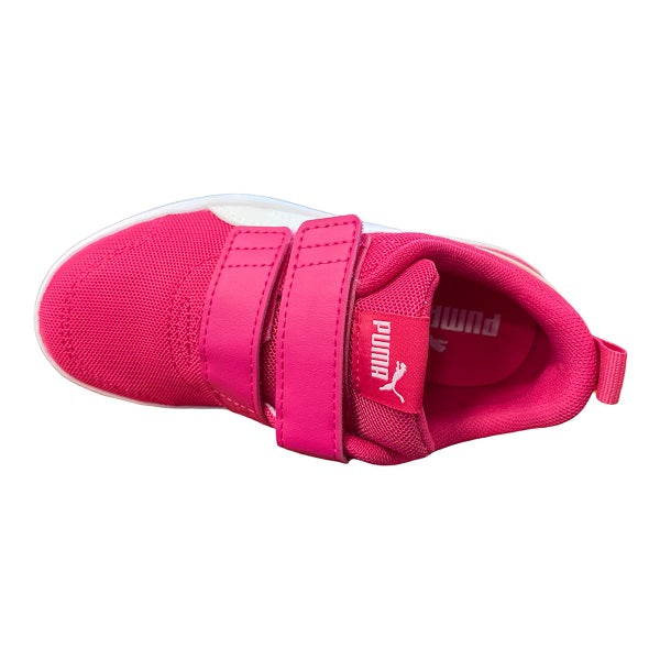 Puma Girls' Courtflex v2 Mesh V PS 371758 11 Beetroot Purple White Hook-and-Loop Sneakers