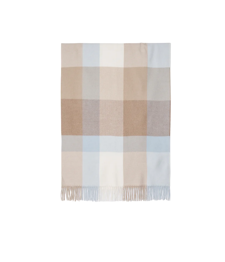 Pieces women's long checked scarf 17152029 light blue