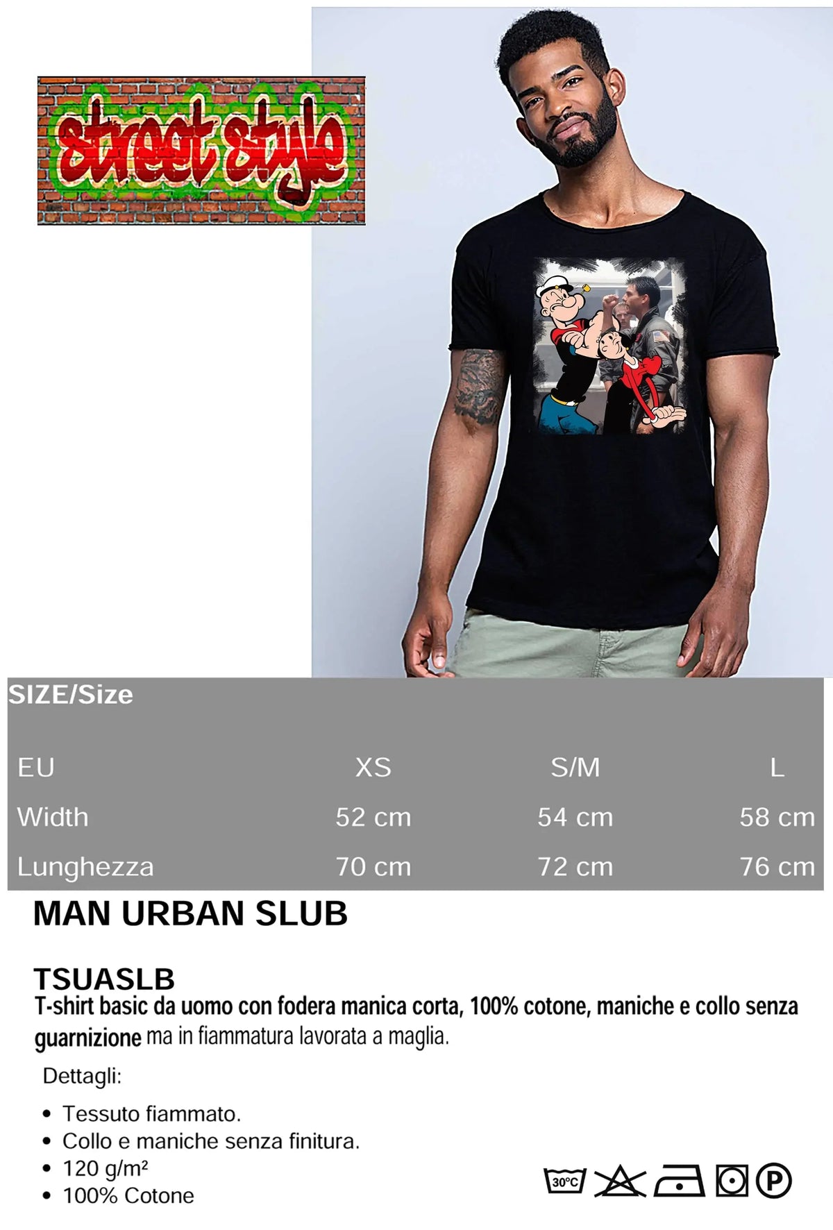 T-shirt Uomo Popeye &amp; Olivia | Street Style Cotone Bio