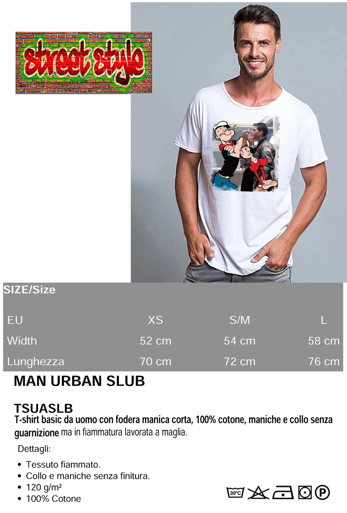 T-shirt Uomo Popeye &amp; Olivia | Street Style Cotone Bio