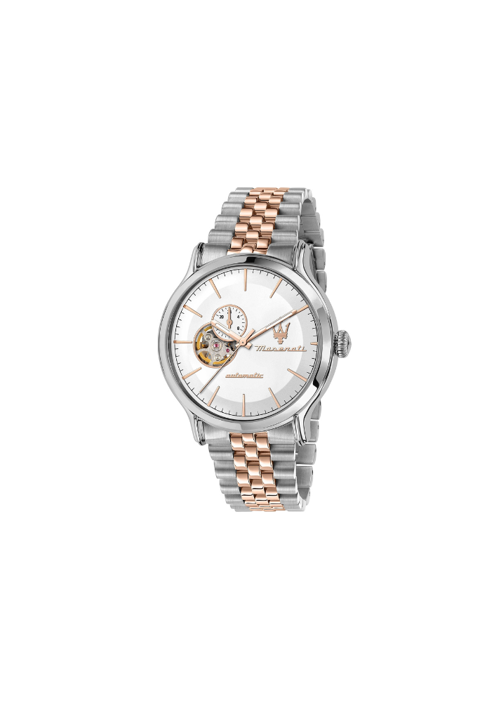 Maserati Epoca Automatico Silver &amp; Oro Rosa 42mm – open heart