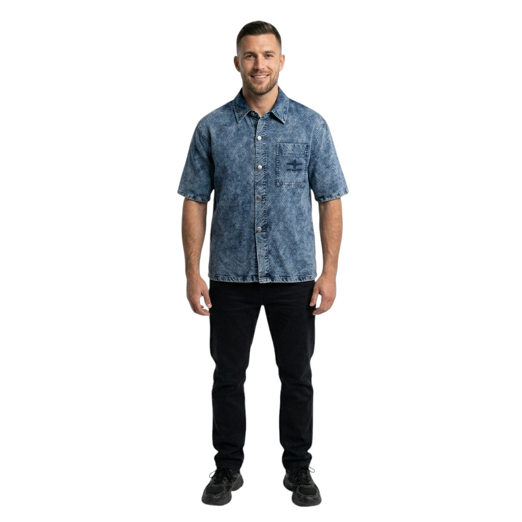Project X Paris Camicia Uomo Manica Corta Jeans Blu - 2693109
