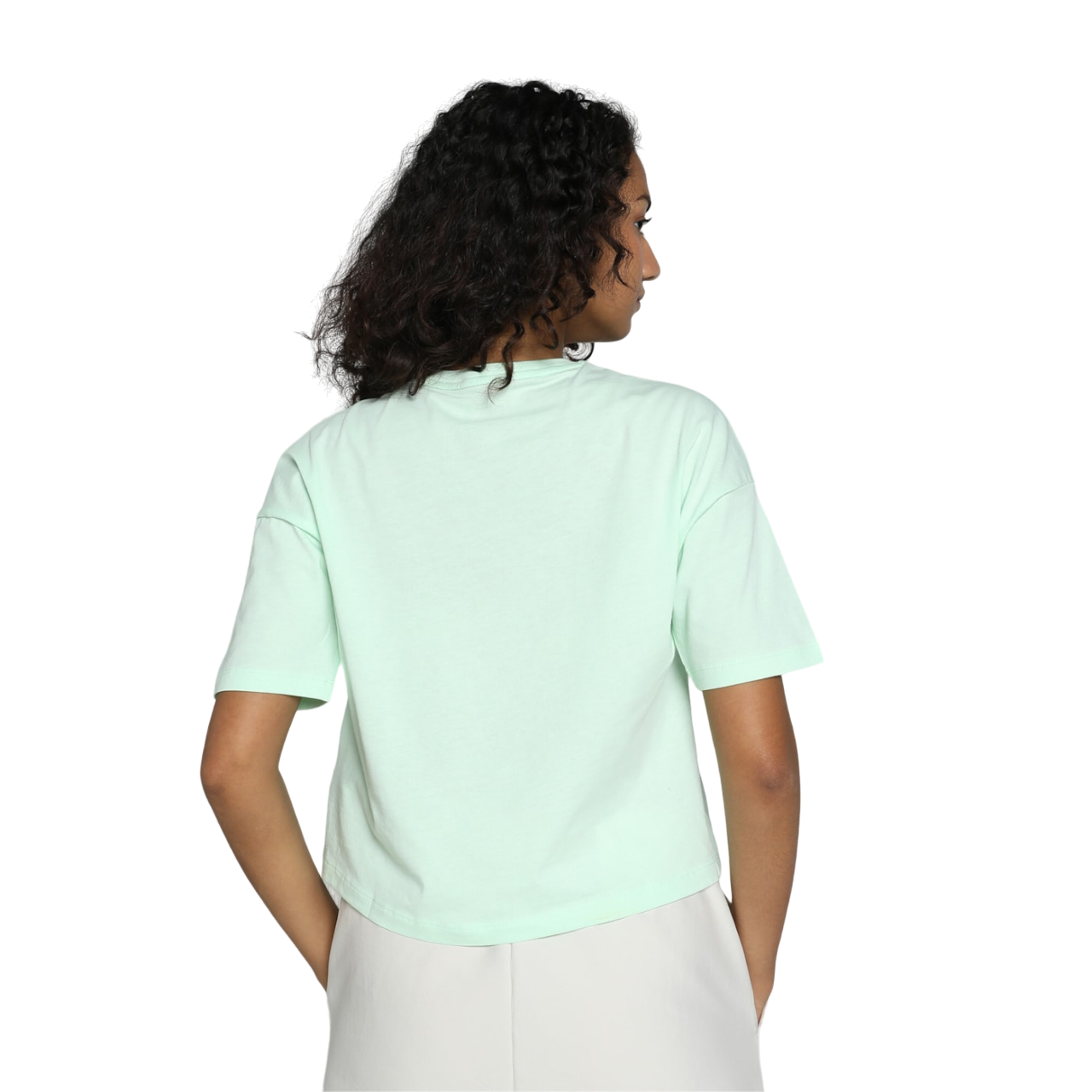Puma Women's ESS Cropped Logo Short Sleeve T-Shirt 586866 88 Mint Green