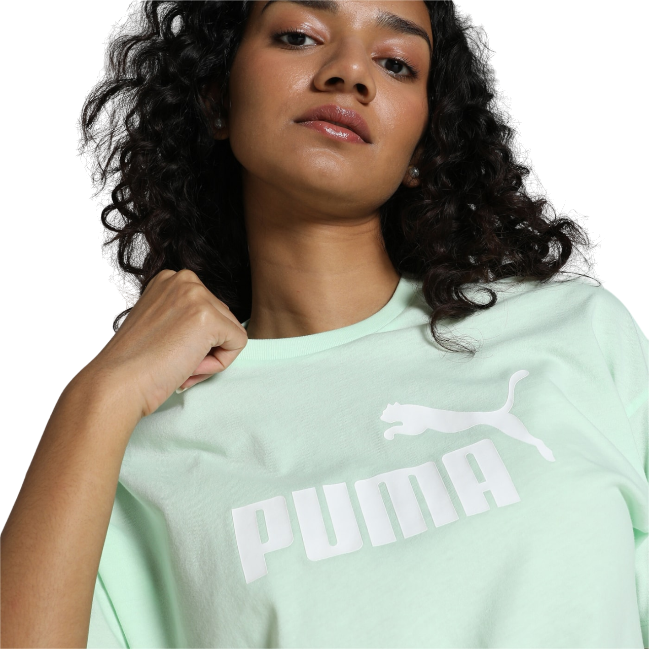 Puma Women's ESS Cropped Logo Short Sleeve T-Shirt 586866 88 Mint Green