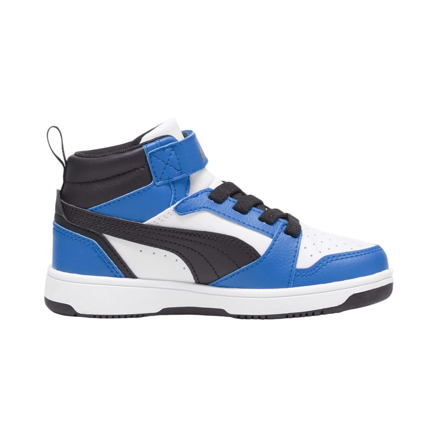 Puma boys' high-top lace-up and hook-and-loop shoe Rebound V6 393832-06 white-black-blue