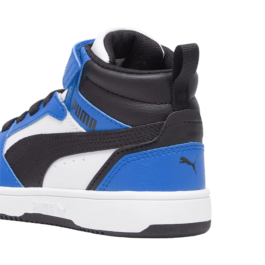 Puma boys' high-top lace-up and hook-and-loop shoe Rebound V6 393832-06 white-black-blue