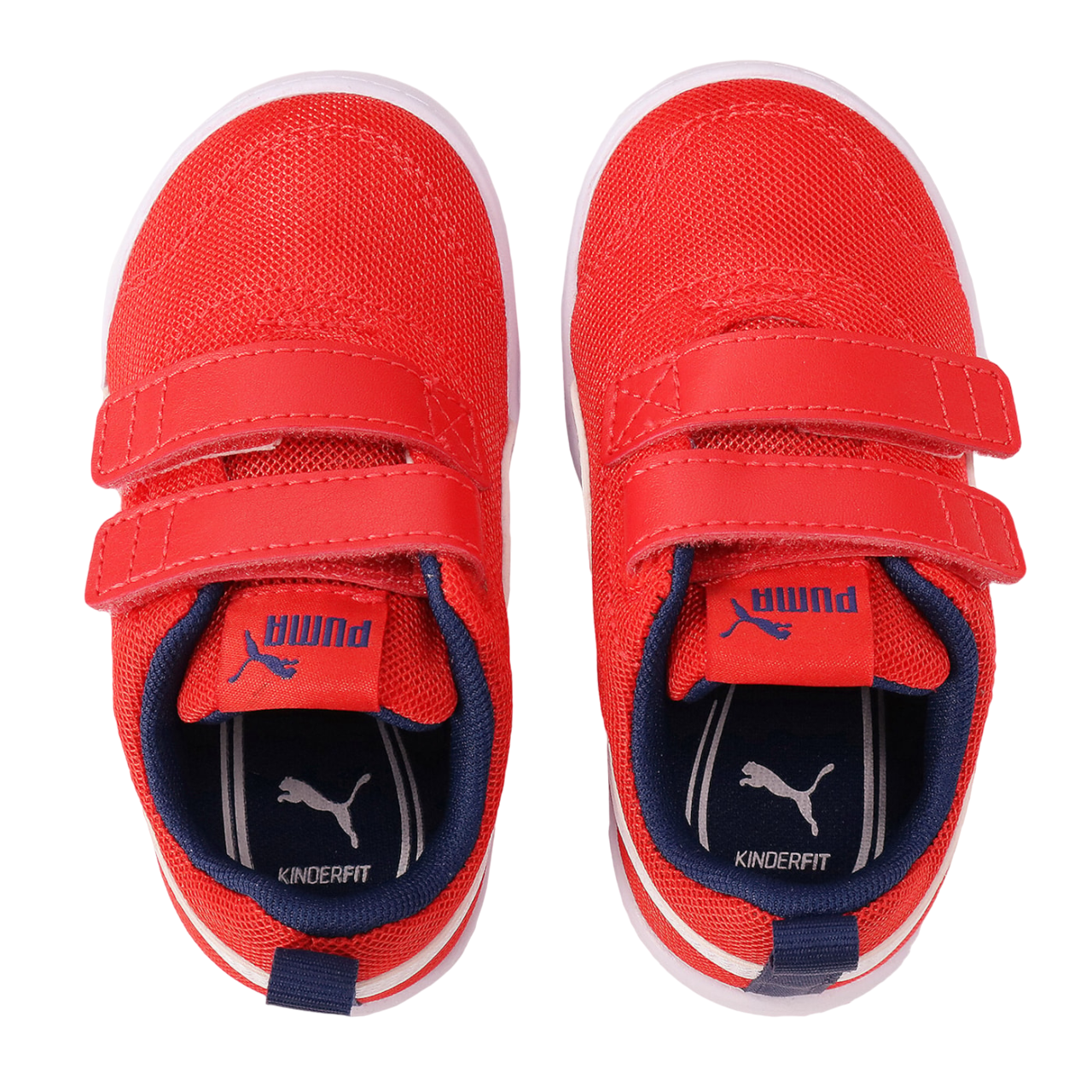 Puma Courtflex v2 Mesh V Kids' Hook and Loop Trainers 371759 06 Red White
