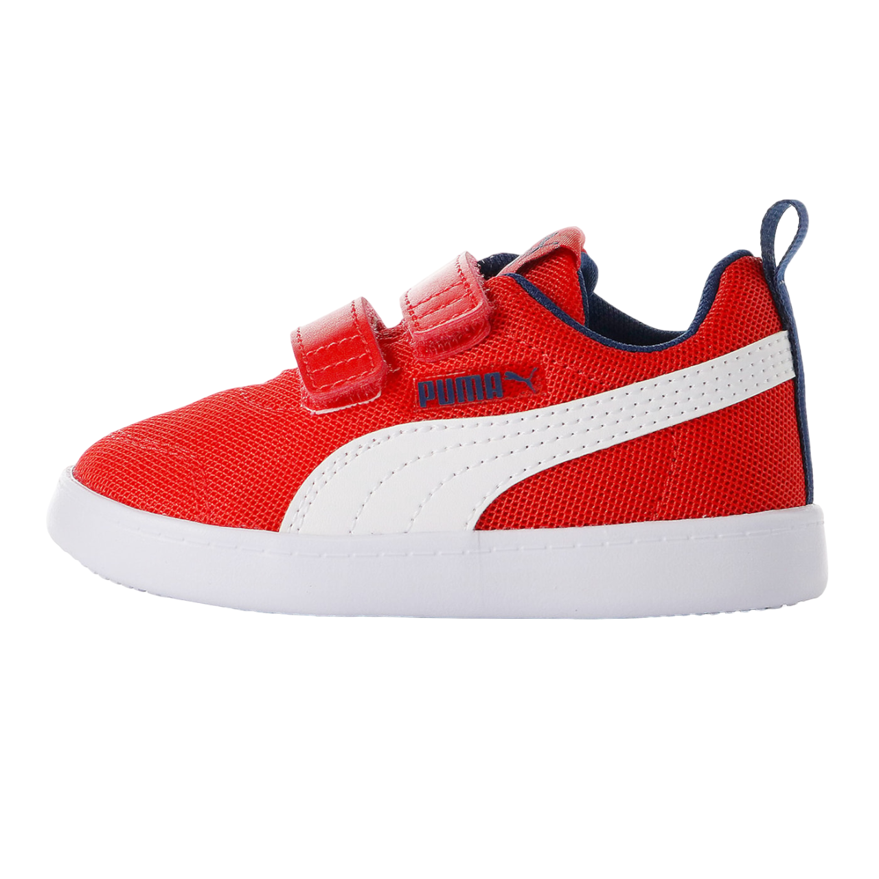 Puma Courtflex v2 Mesh V Kids' Hook and Loop Trainers 371759 06 Red White