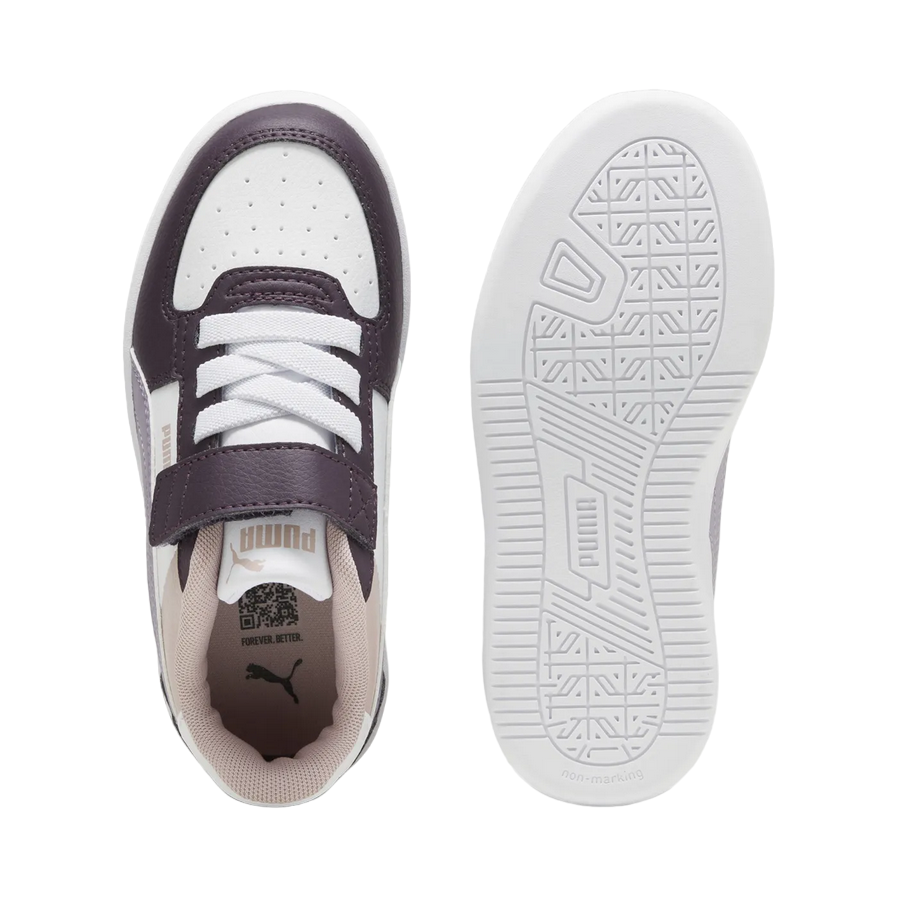 Puma girls' sneaker with elastic lace and velcro Caven 2.2 Block 394462-11 plum-white