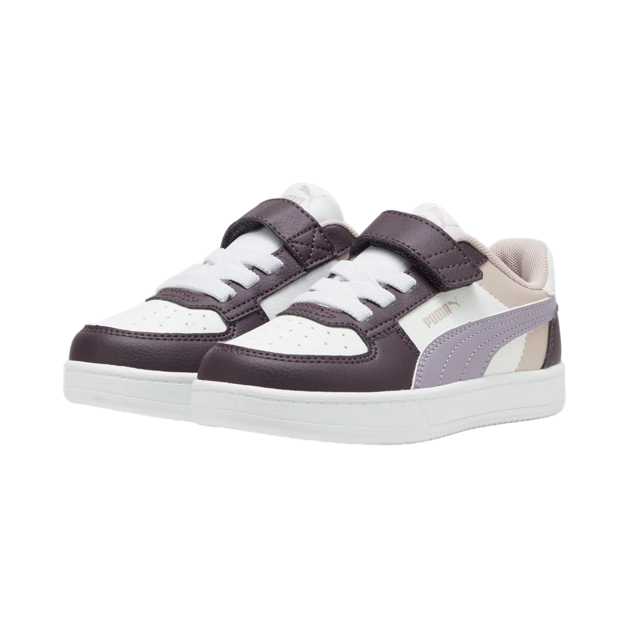 Puma girls' sneaker with elastic lace and velcro Caven 2.2 Block 394462-11 plum-white