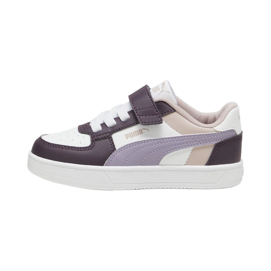 Puma girls' sneaker with elastic lace and velcro Caven 2.2 Block 394462-11 plum-white