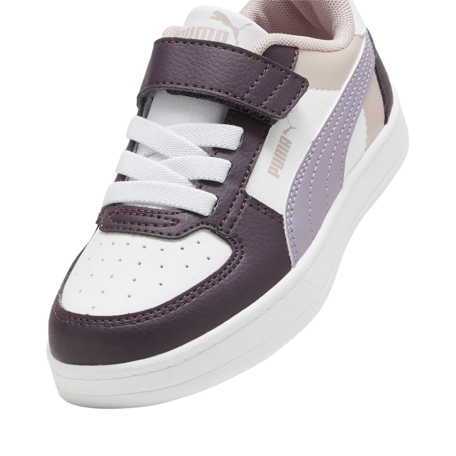 Puma girls' sneaker with elastic lace and velcro Caven 2.2 Block 394462-11 plum-white