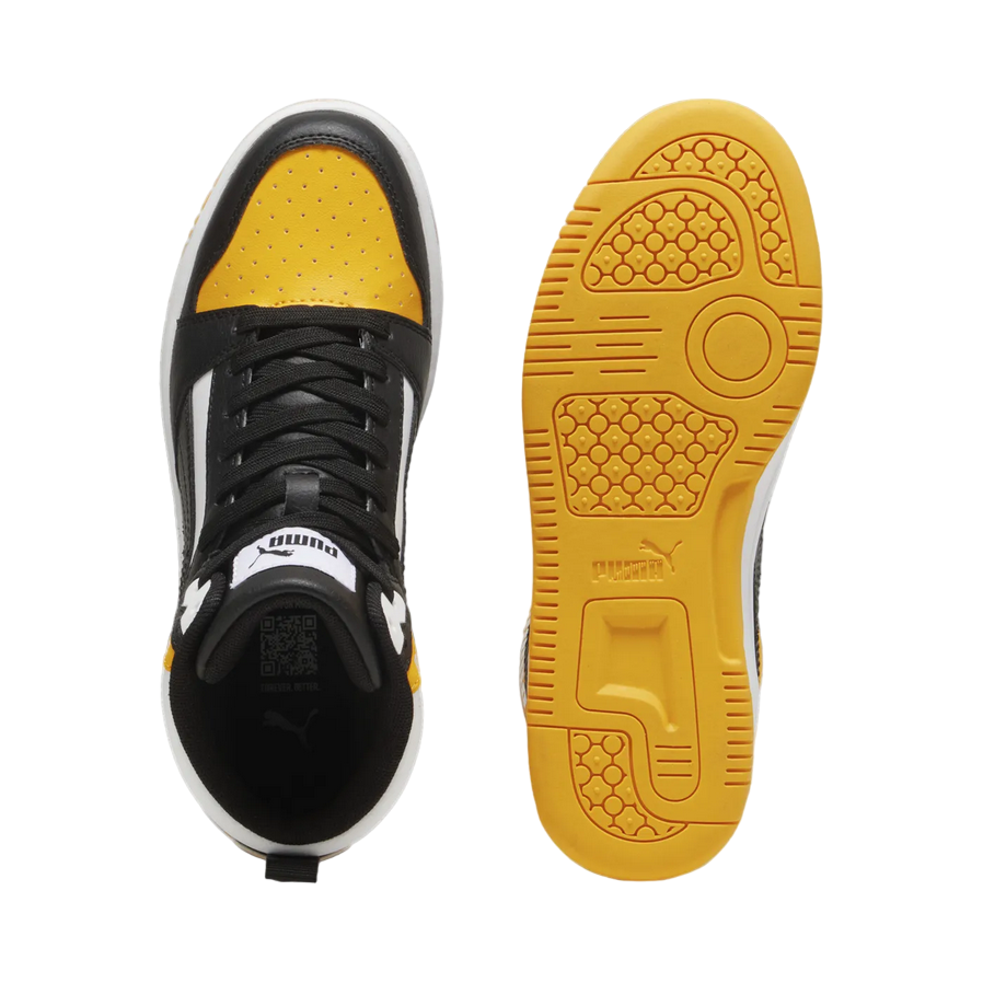 Puma boys' high-top sneakers Rebound V6 393831-19 yellow-white-black