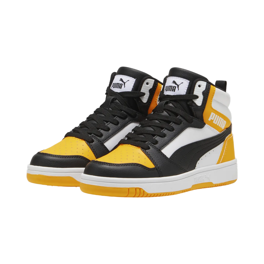 Puma boys' high-top sneakers Rebound V6 393831-19 yellow-white-black