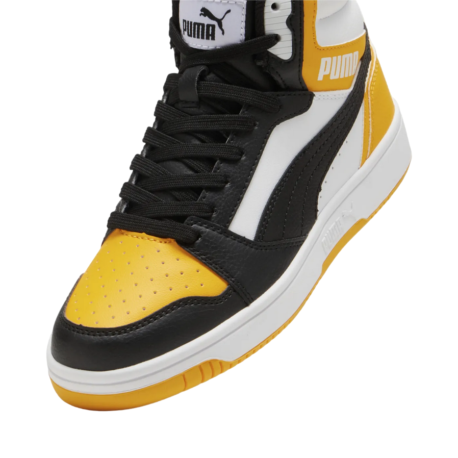 Puma boys' high-top sneakers Rebound V6 393831-19 yellow-white-black
