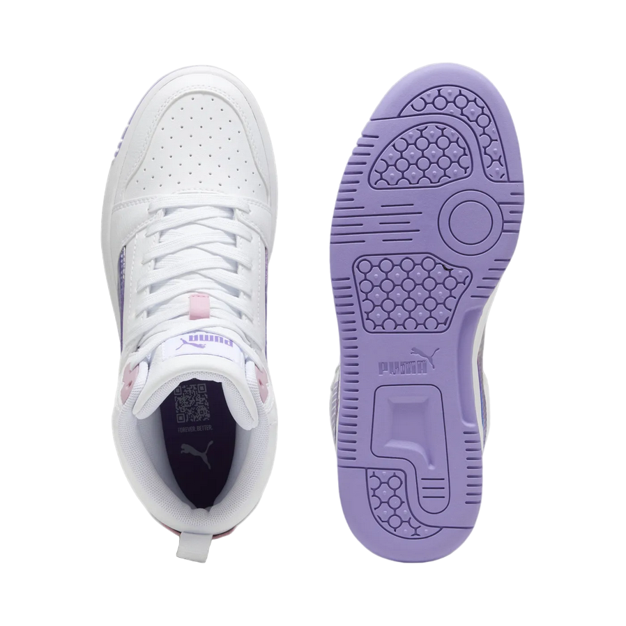 Puma girls' sneakers Rebound V6 Mid Bouncy Sky 398725-01 white-lavender